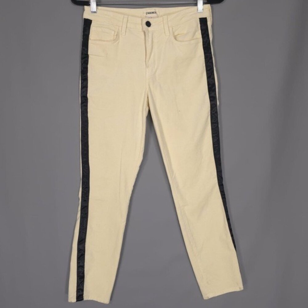 L’AGENCE Margot‎ Skinny High Rise Light Yellow Racing Stripe Jeans Pants Size 27